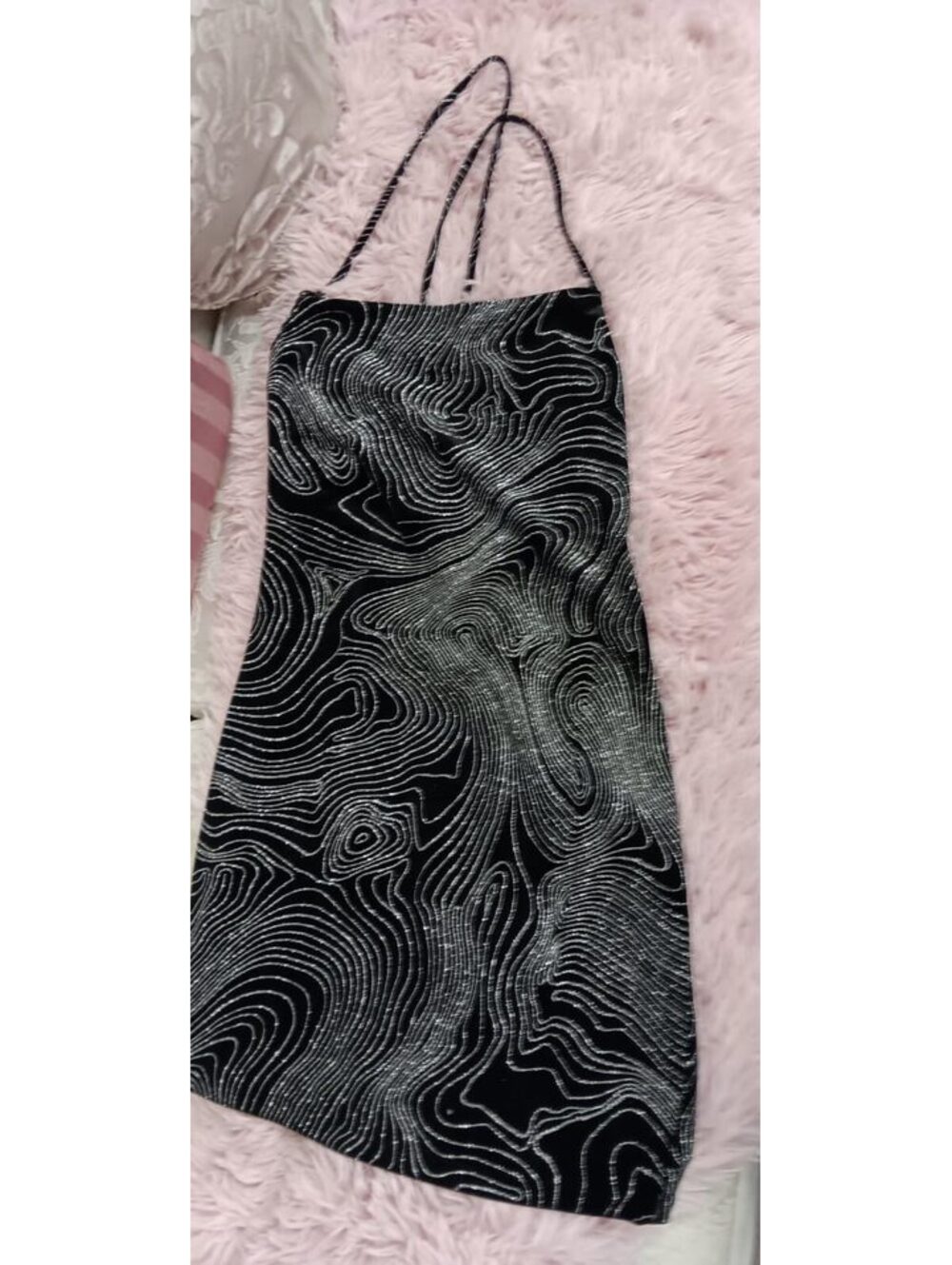 Black & silver midi dress